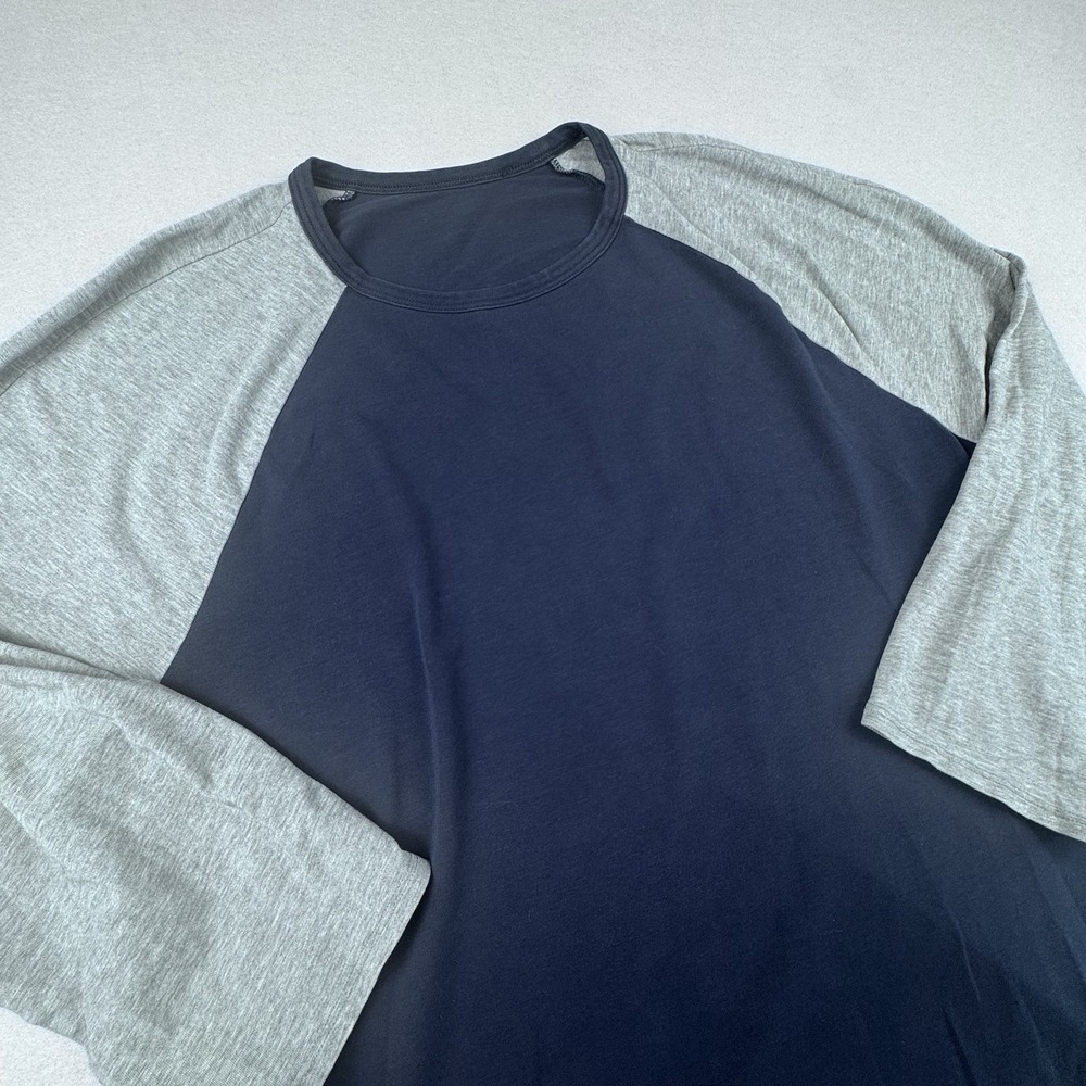 Lululemon 3/4 Sleeve T-Shirt Women L Blue Gray Workout Relaxed Fit Stretch